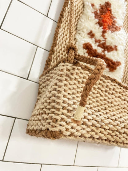 vintage 70s latch hook plant wall hanger - good market thrift store