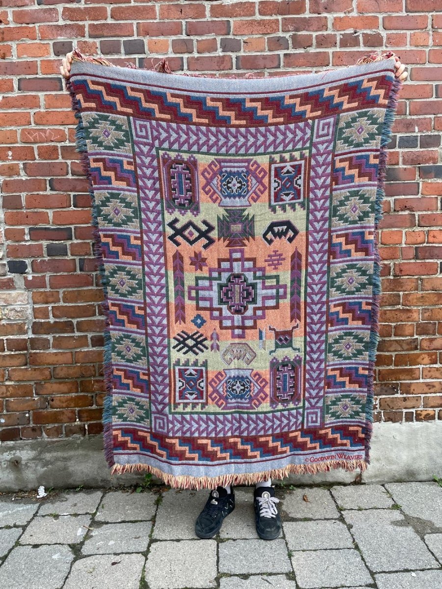 vintage 90s southwestern woven cotton throw blanket - good market thrift store