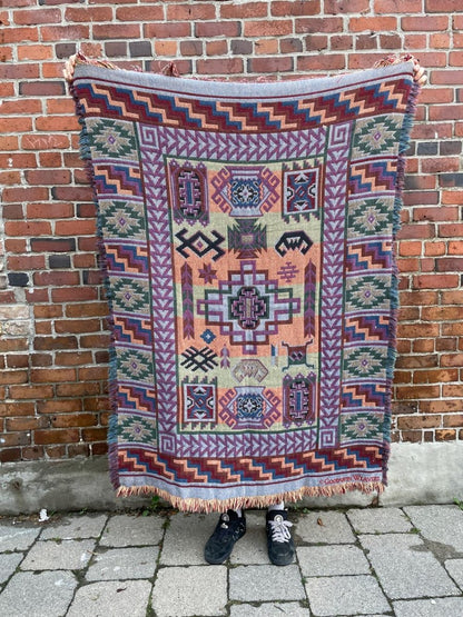 vintage 90s southwestern woven cotton throw blanket - good market thrift store
