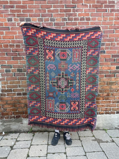 vintage 90s southwestern woven cotton throw blanket - good market thrift store