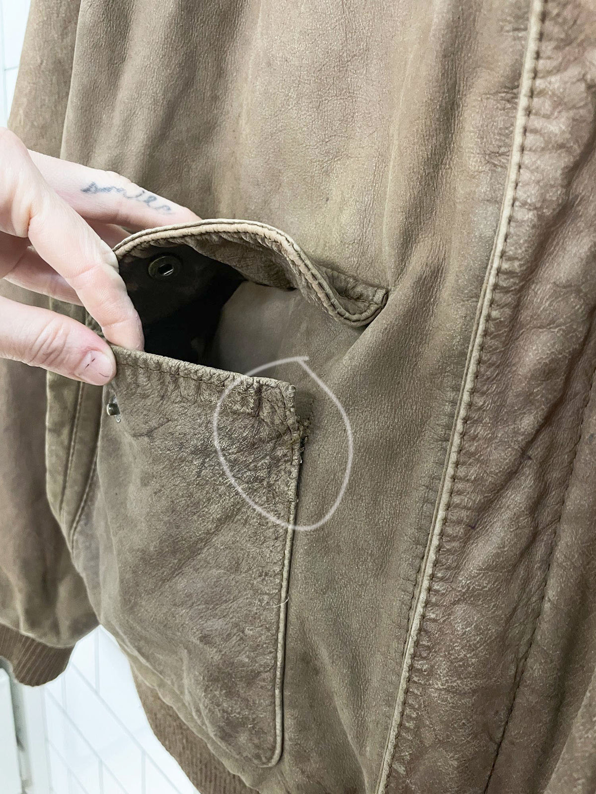 vintage john weitz rustic leather bomber jacket