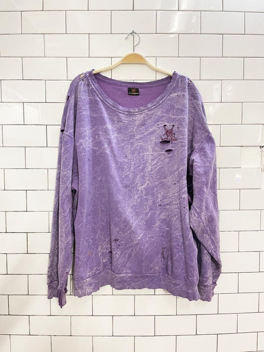 vintage 90s manager oversized destroyed crew - good market thrift store