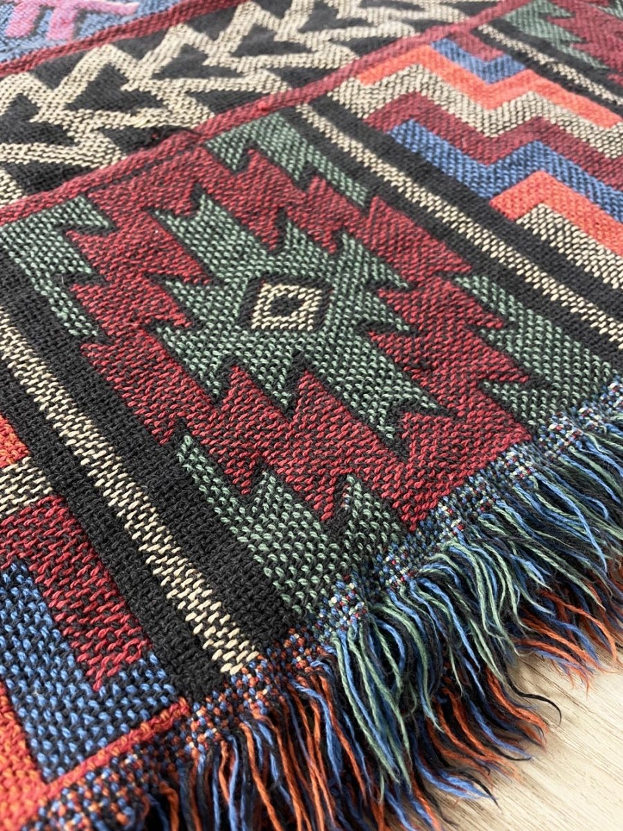 vintage 90s southwestern woven cotton throw blanket - good market thrift store