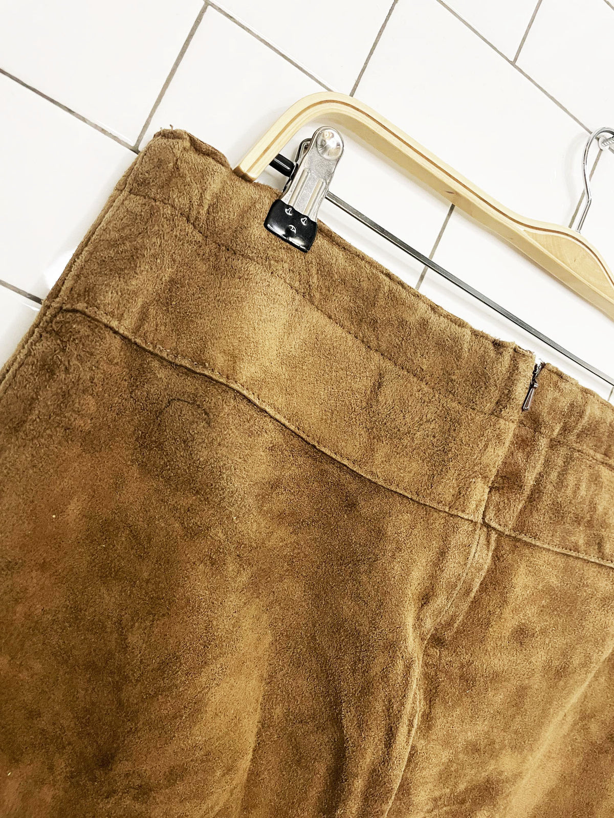 vintage skotts suede side slit tie waist maxi skirt | made in Canada