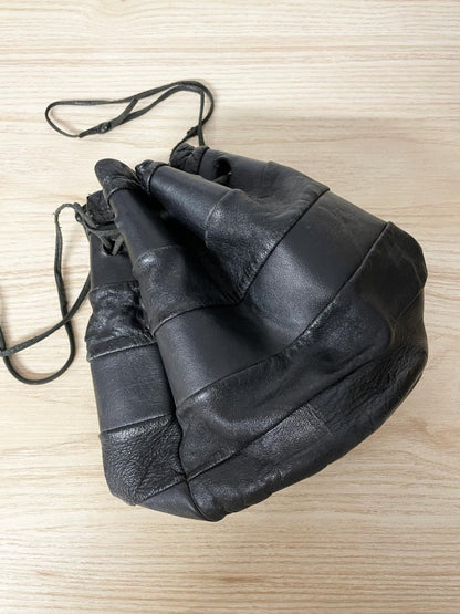 vintage gordini patchwork leather drawstring pouch - good market thrift store