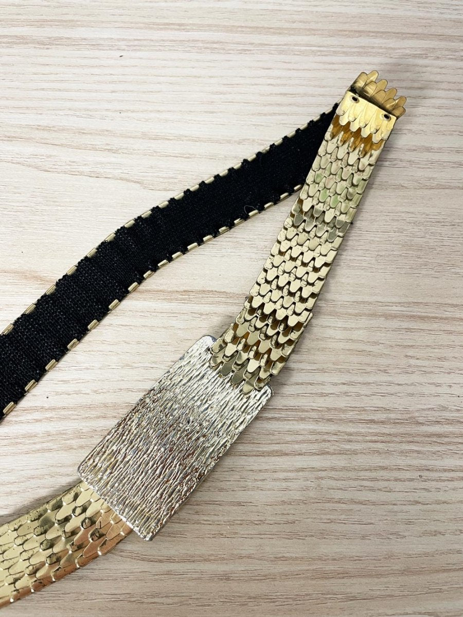 vintage 60s metal scales stretch belt - good market thrift store