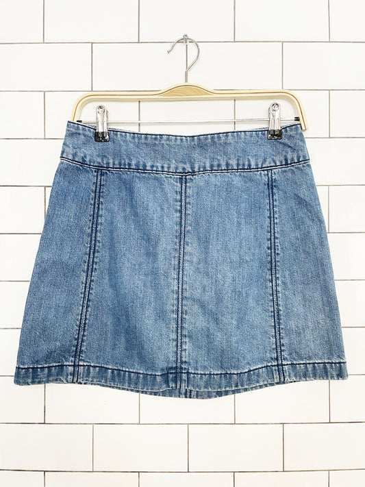 free people zip to it denim panelled mini skirt
