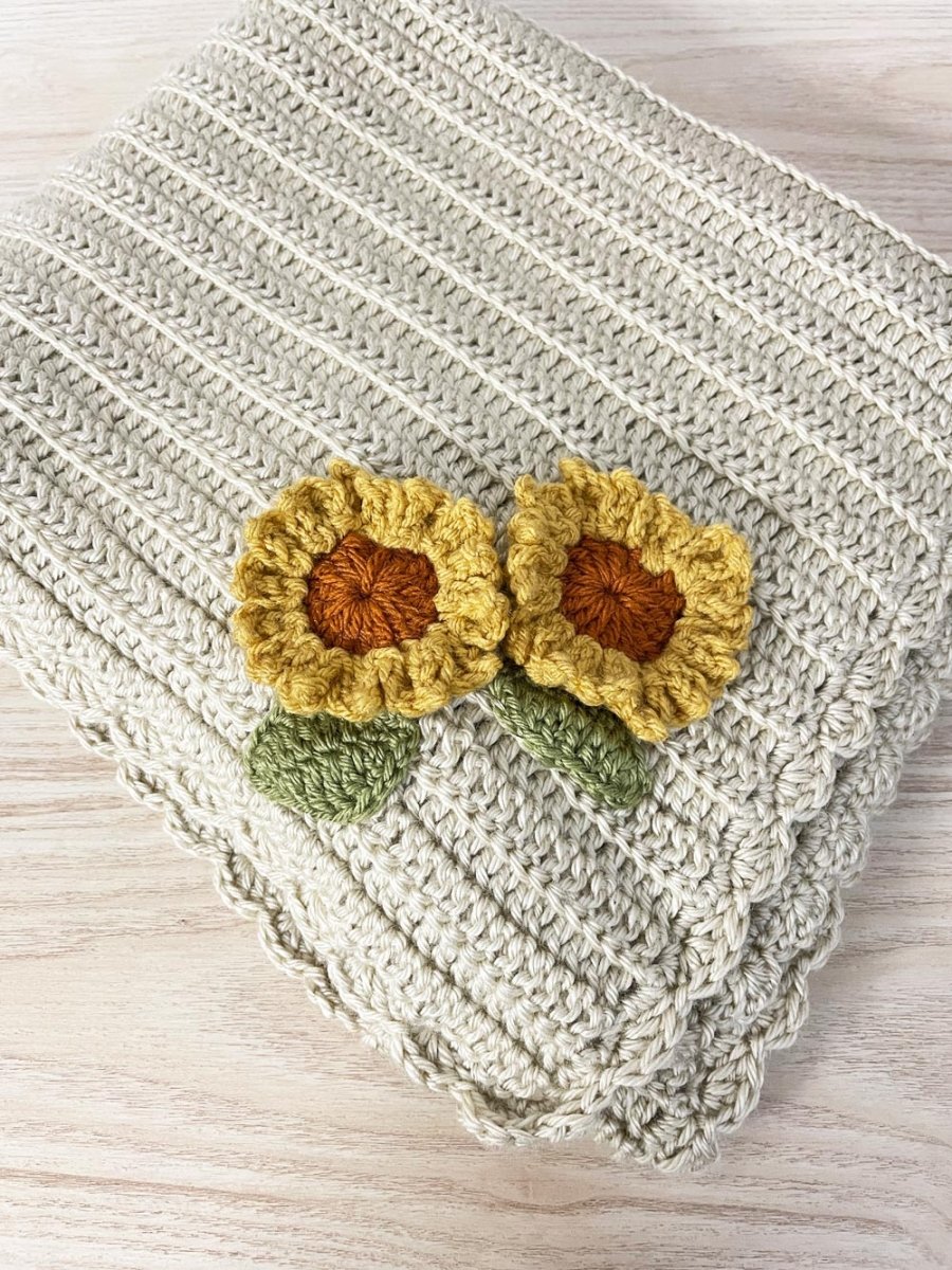 hand - knit sunflower throw blanket - good market thrift store