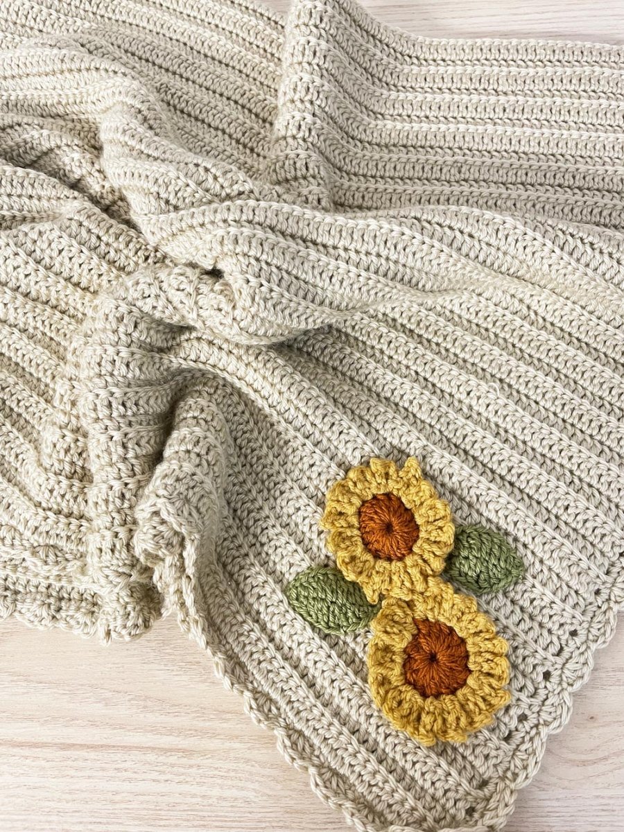 hand - knit sunflower throw blanket - good market thrift store