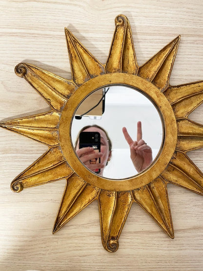 vintage 90s gilded sunburst mirror - good market thrift store