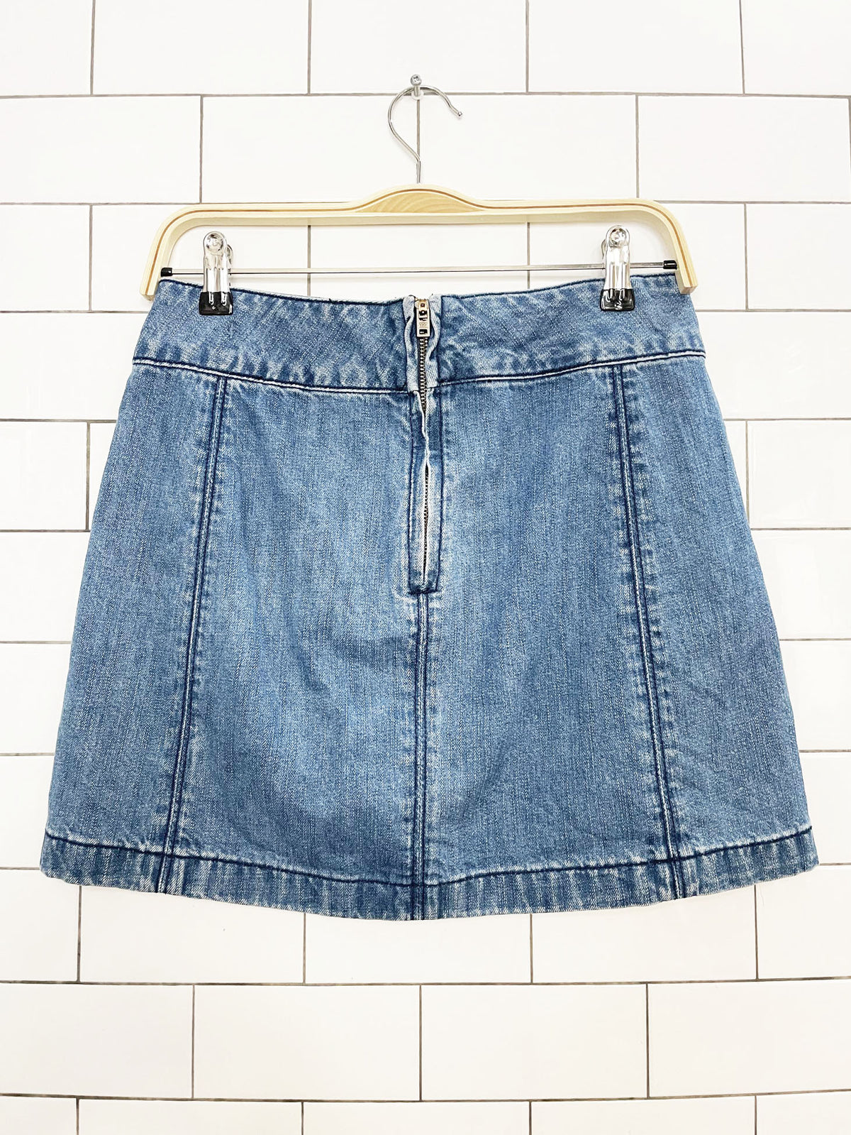 free people zip to it denim panelled mini skirt
