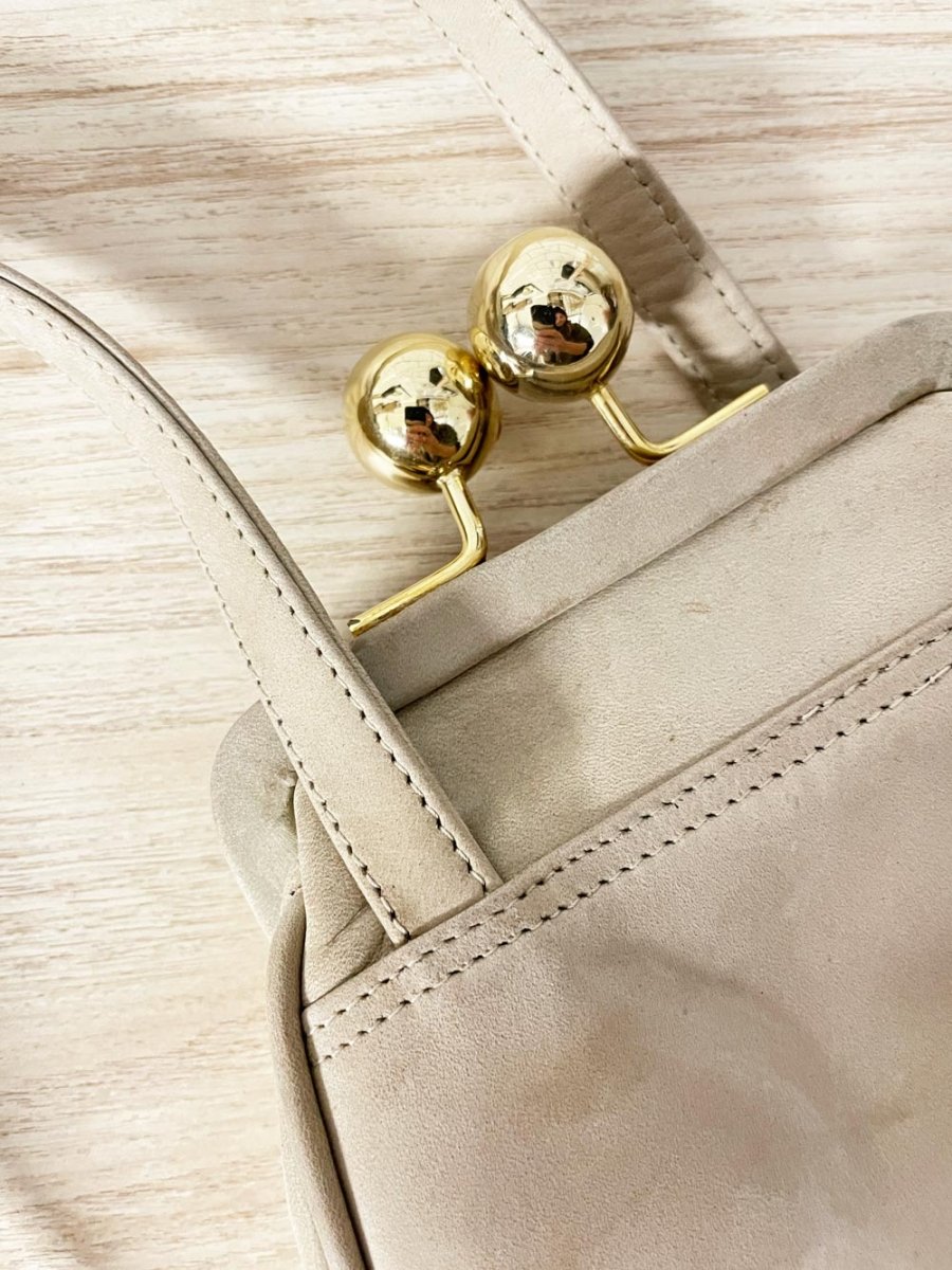 vintage browns kiss lock clasp leather bag - good market thrift store