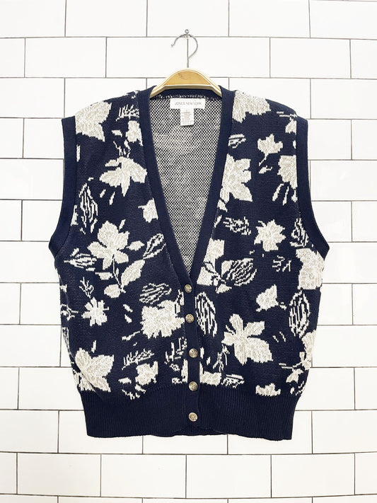 vintage jones new york knit floral vest