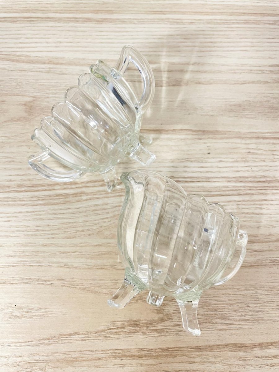 x2 vintage imperial depression glass creamer + sugar bowl set - good market thrift store