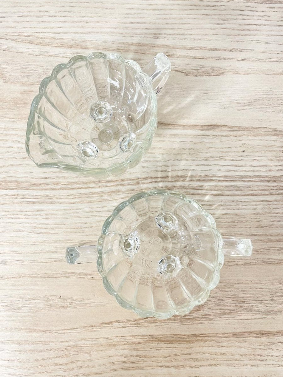 x2 vintage imperial depression glass creamer + sugar bowl set - good market thrift store
