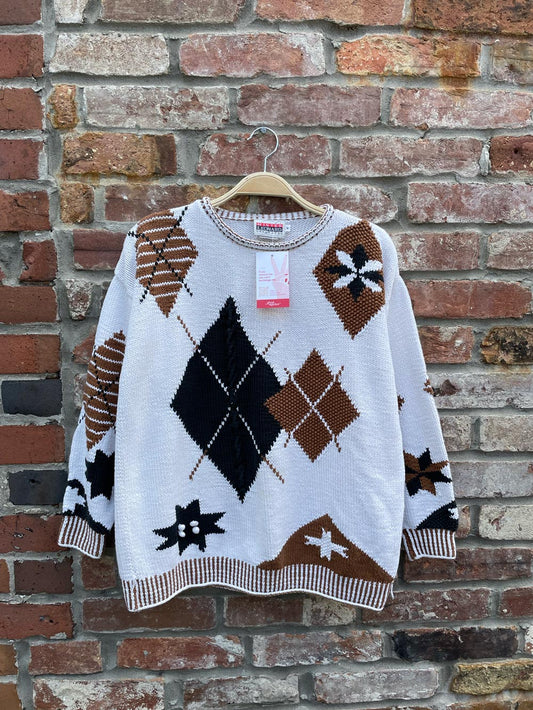 vintage mister leonard abstract argyle knit sweater