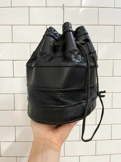 vintage gordini patchwork leather drawstring pouch - good market thrift store