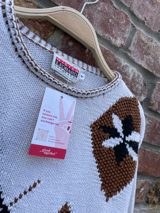 vintage mister leonard abstract argyle knit sweater