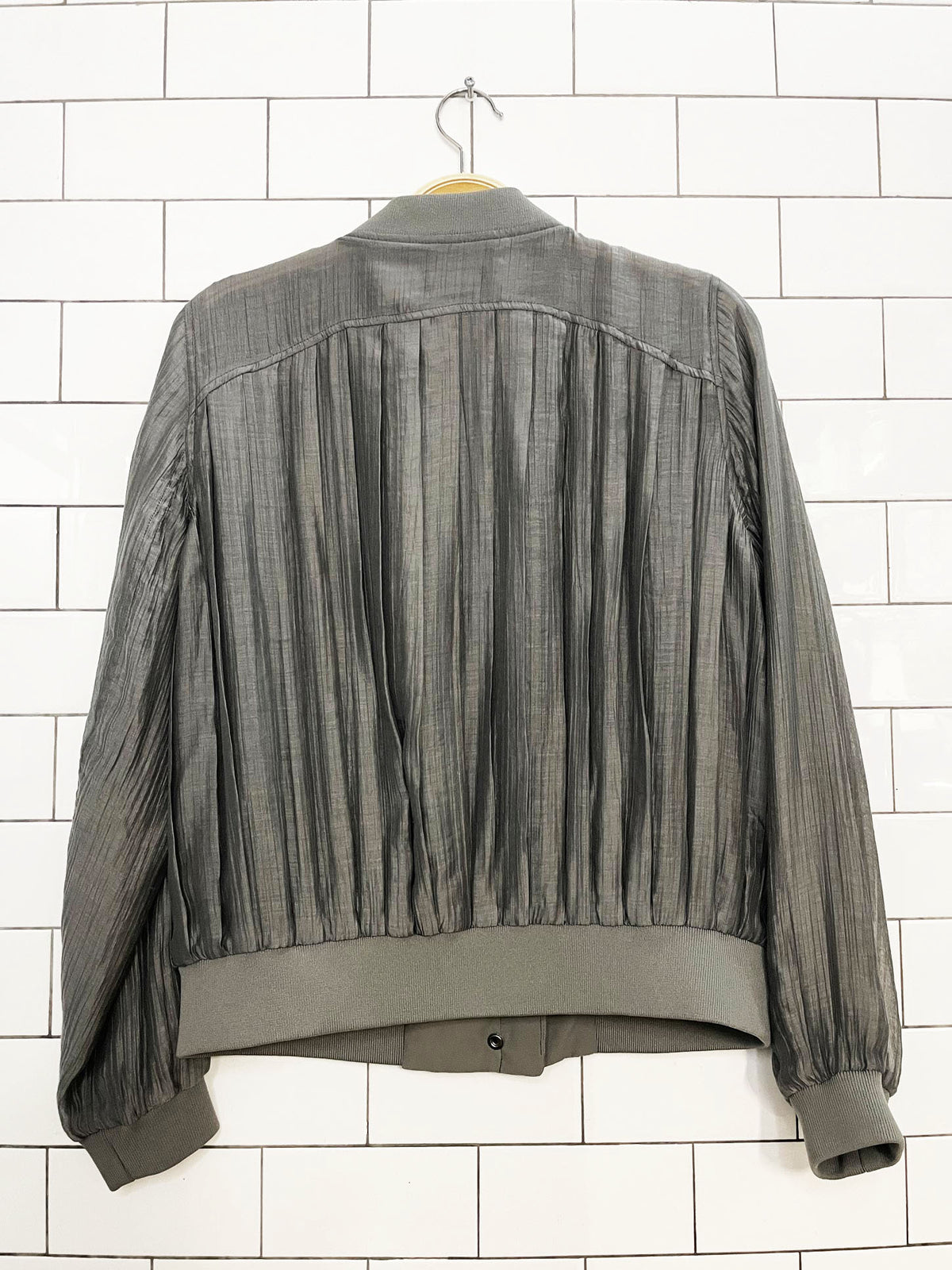 club monaco pleated textured full zip bomber jacket
