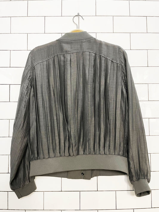 club monaco pleated textured full zip bomber jacket