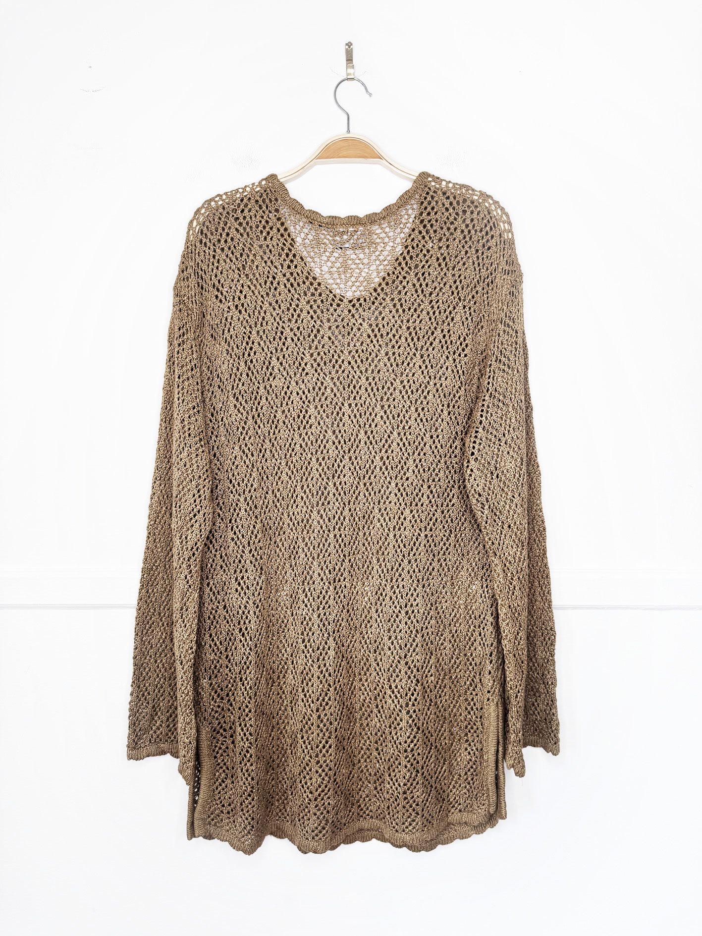vintage 90s lizsport crochet knit long sleeve top | liz claiborne
