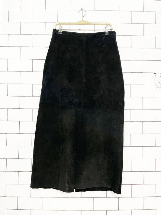 vintage brandon thomas soft suede maxi skirt | leather