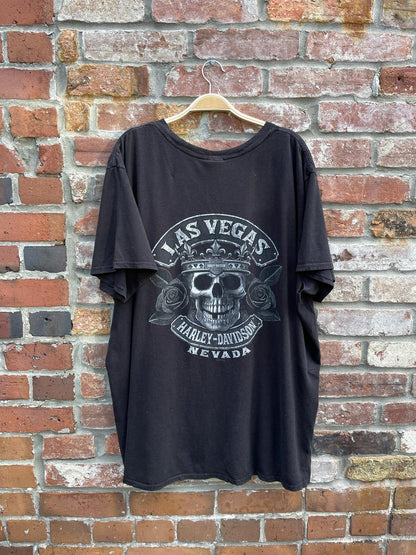 vintage 00s harley davidson las vegas skull tee