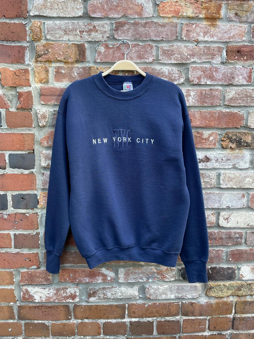 vintage new york city embroidered crew