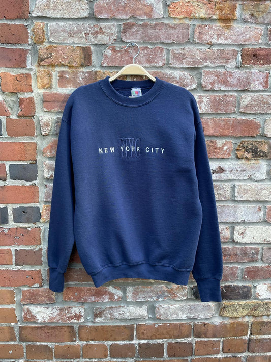 vintage new york city embroidered crew