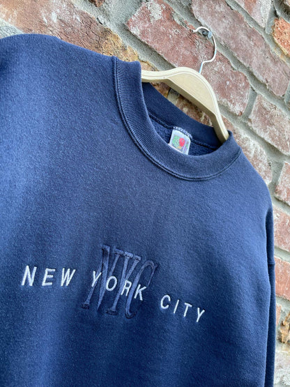 vintage new york city embroidered crew