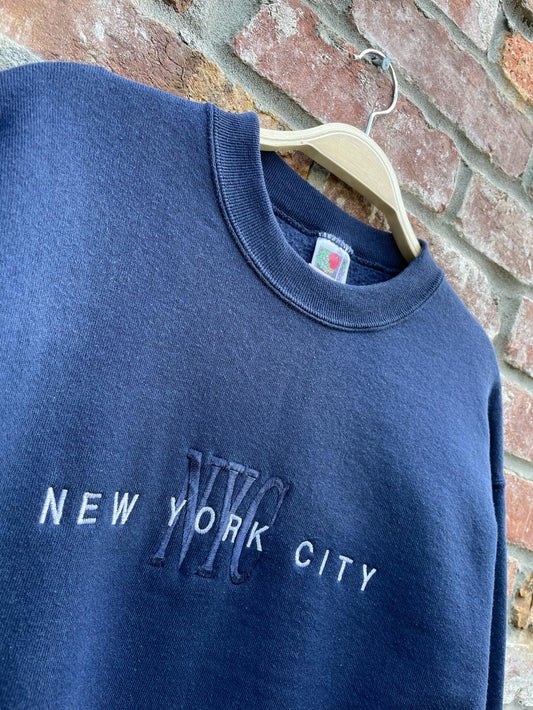 vintage new york city embroidered crew