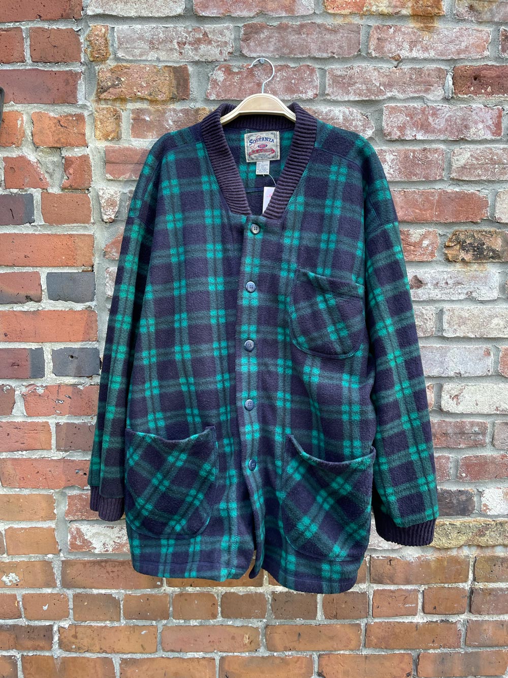 vintage sostanza fleece plaid shirt jacket