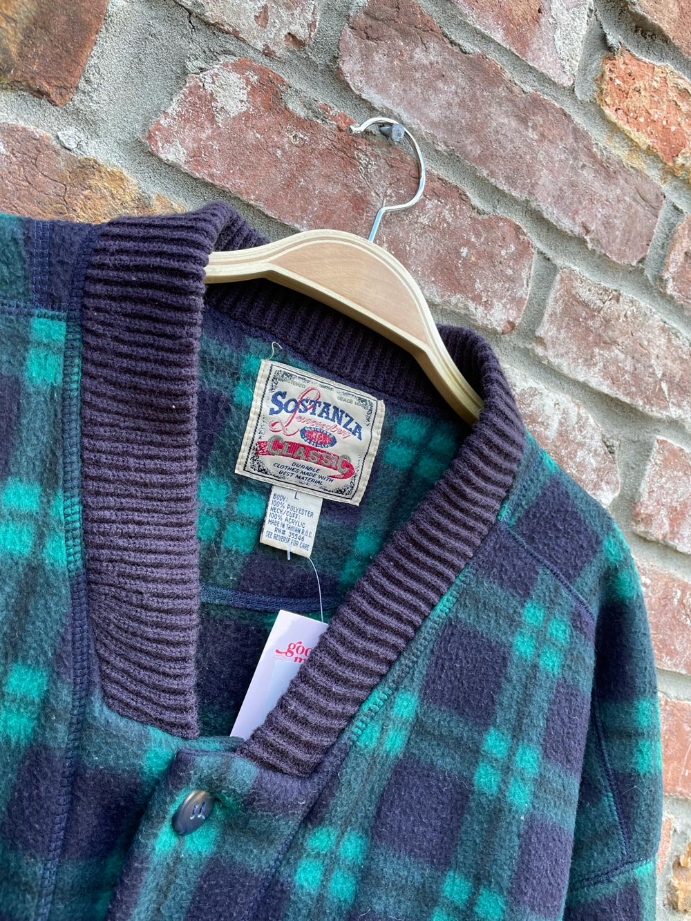 vintage sostanza fleece plaid shirt jacket
