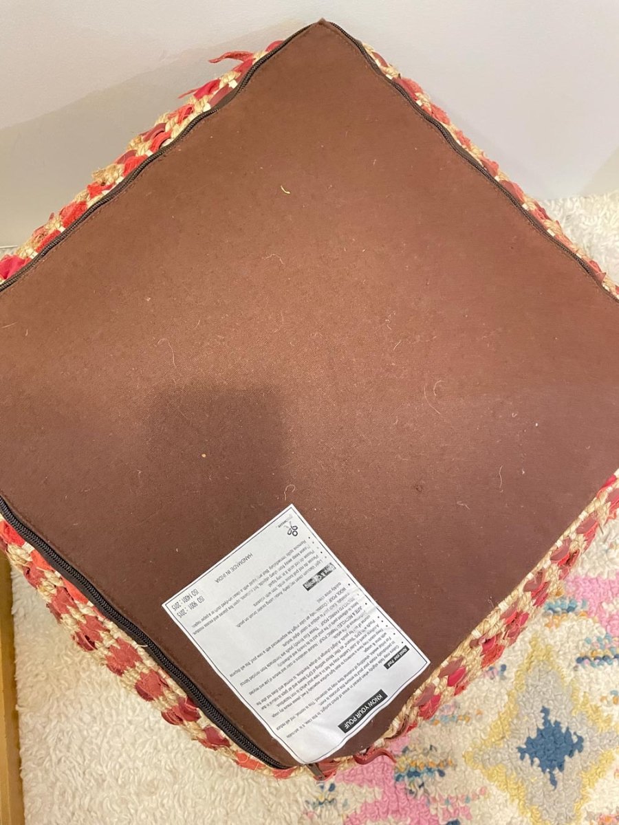 goodweave leather and jute pouf ottoman - good market thrift store