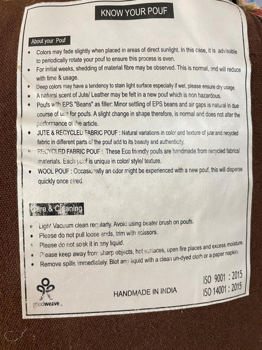 goodweave leather and jute pouf ottoman - good market thrift store