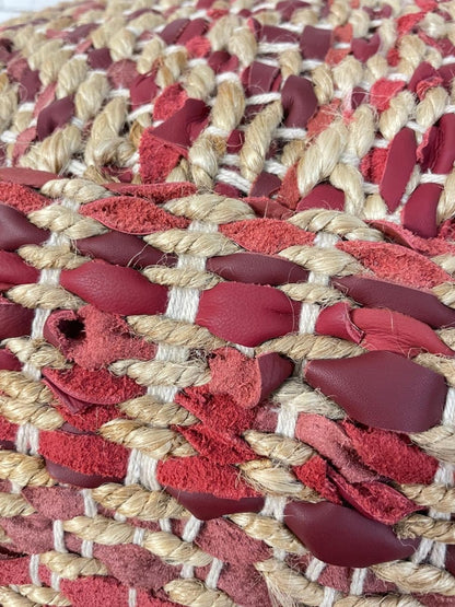 goodweave leather and jute pouf ottoman - good market thrift store