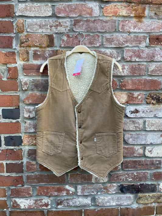 vintage 70s levi's sherpa lined corduroy vest