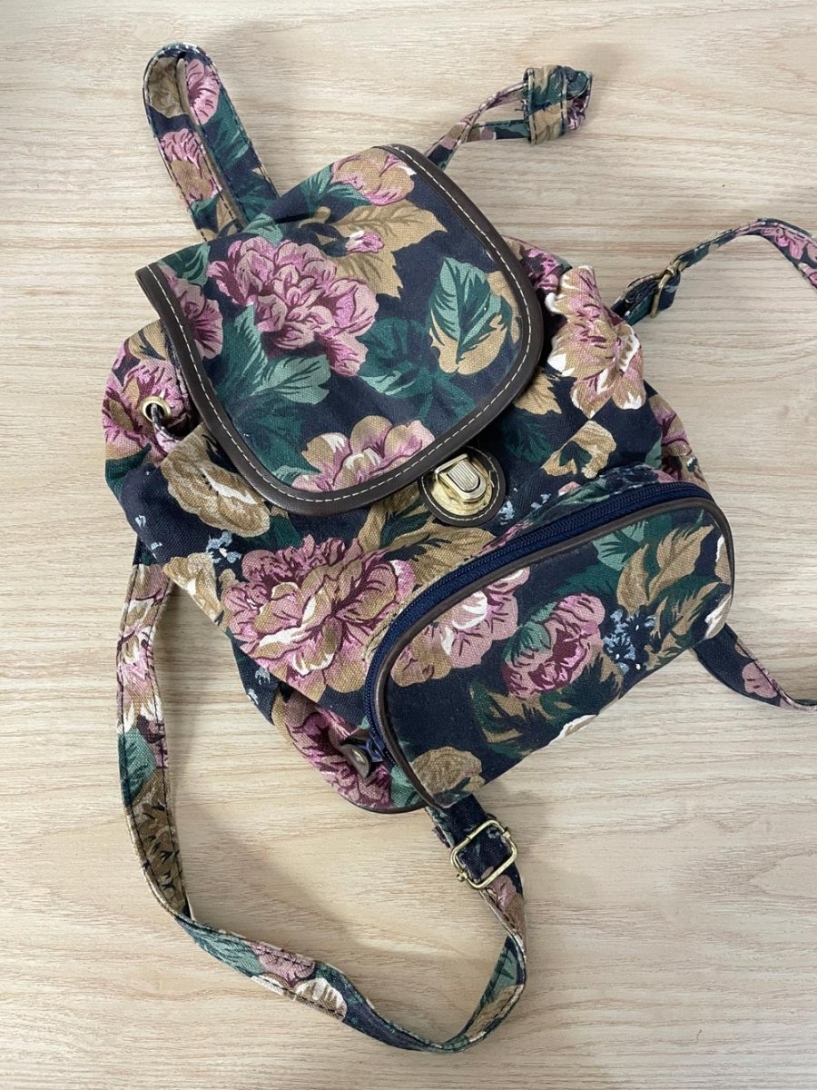 vintage 90s floral canvas mini backpack - good market thrift store