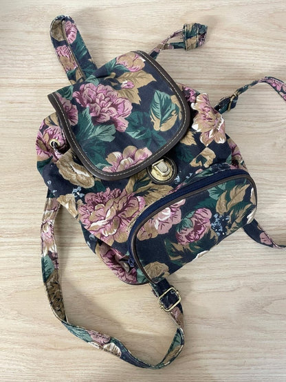vintage 90s floral canvas mini backpack - good market thrift store