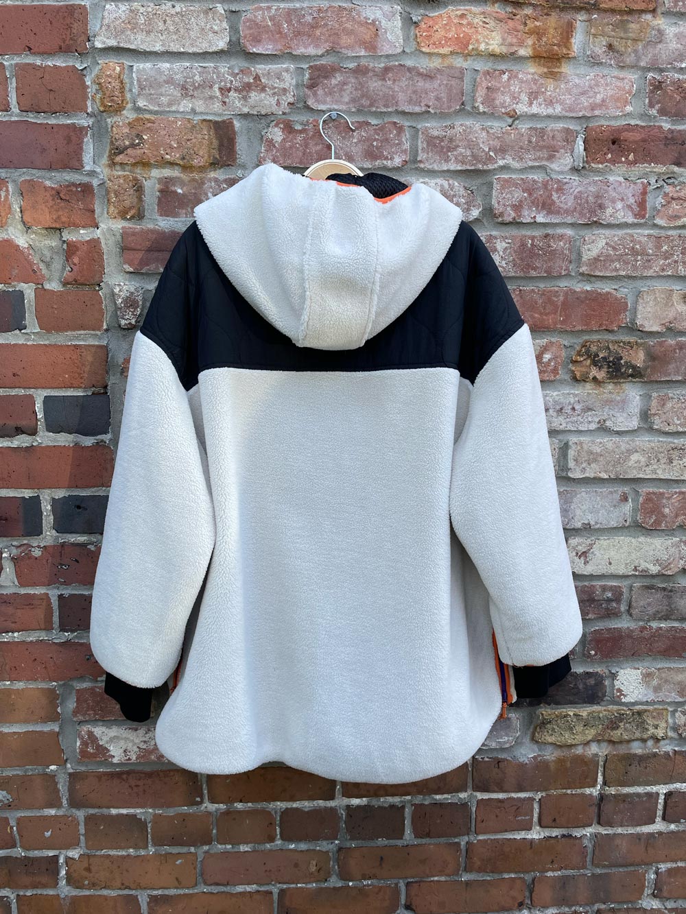 fleece quilted contrast trim oversized jacket