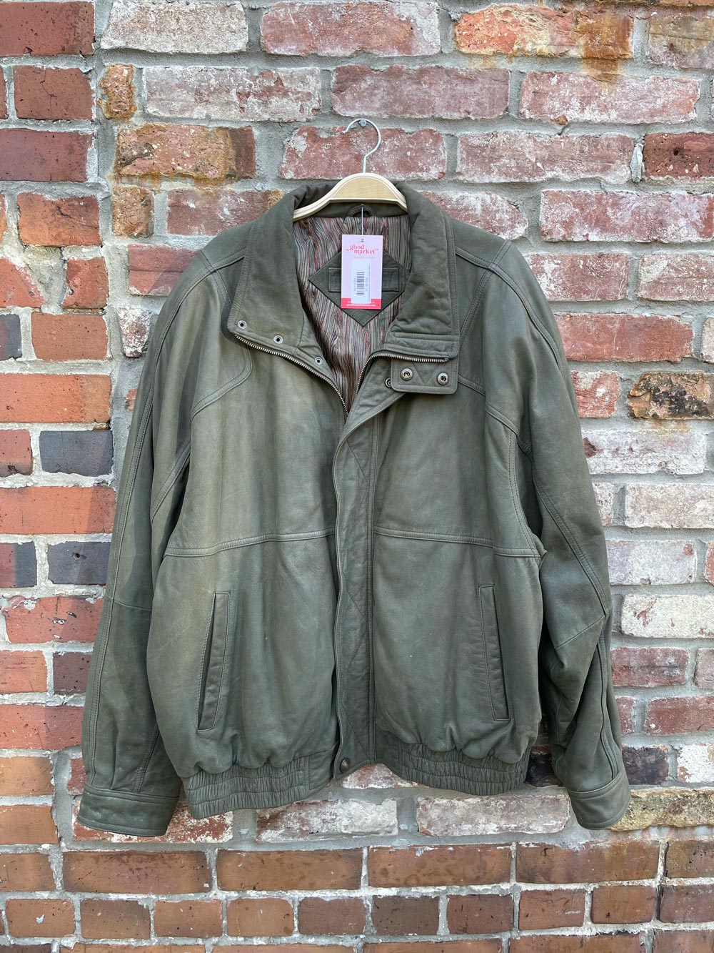 vintage timberbay green soft leather bomber jacket