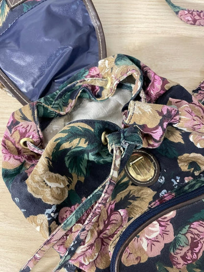 vintage 90s floral canvas mini backpack - good market thrift store