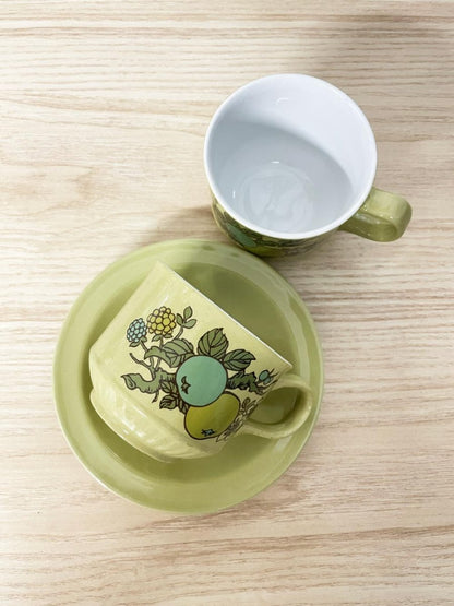 x2 vintage 70s alfred deakin appledore avacado teacup set | england - good market thrift store