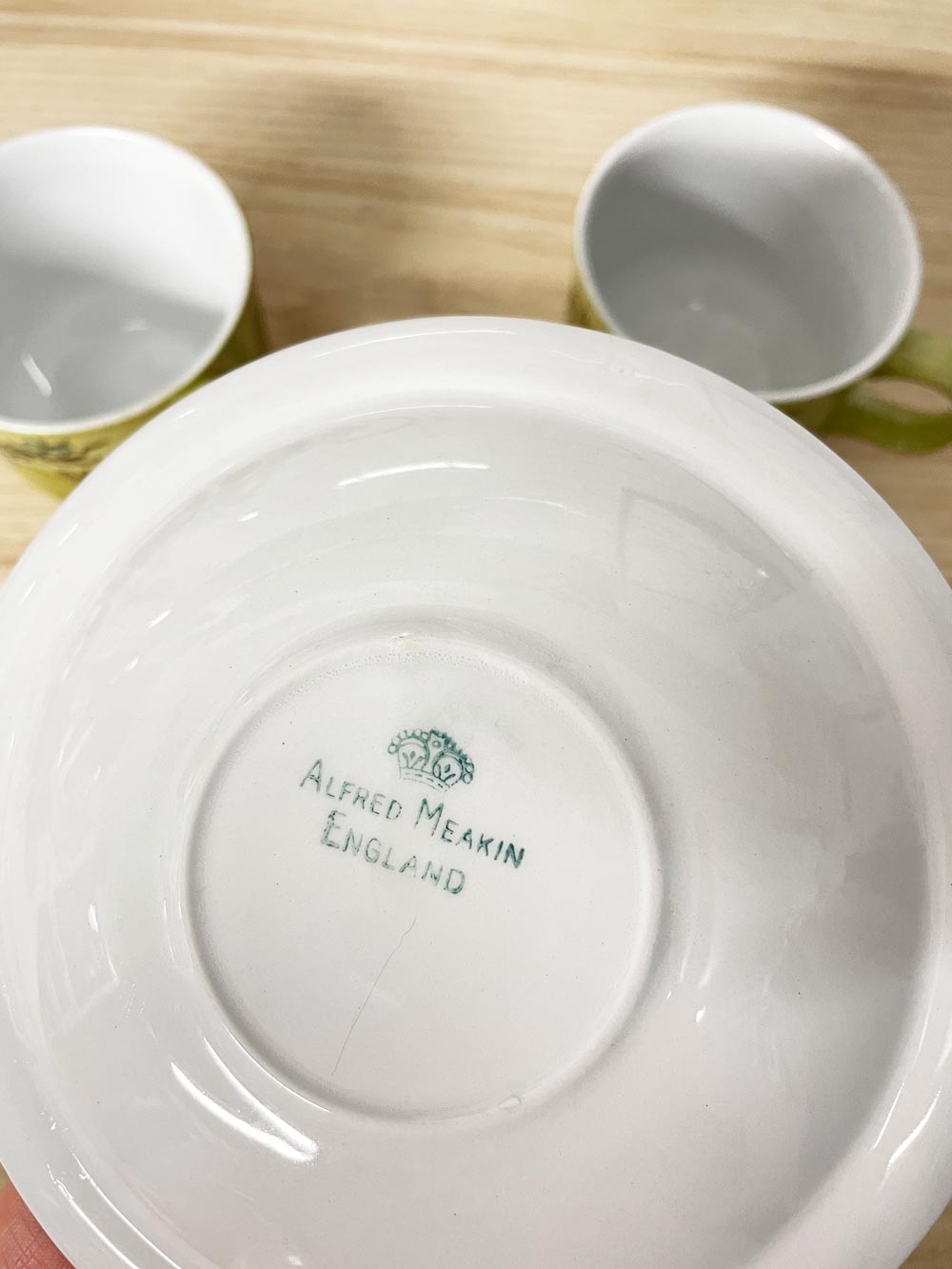 x2 vintage 70s alfred deakin appledore avacado teacup set | england - good market thrift store