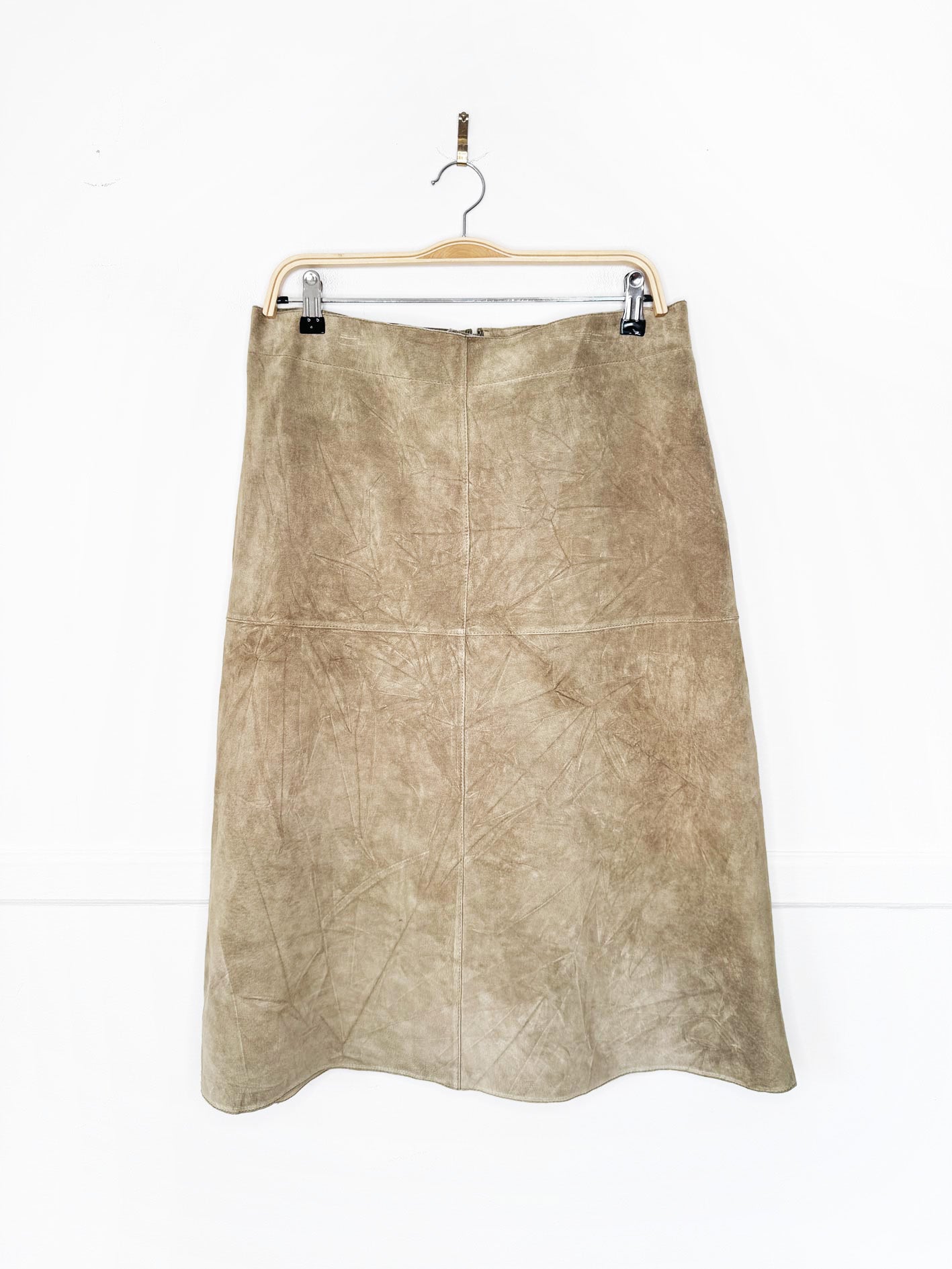 vintage 00s sigrid olsen lamb suede a-line midi skirt | leather