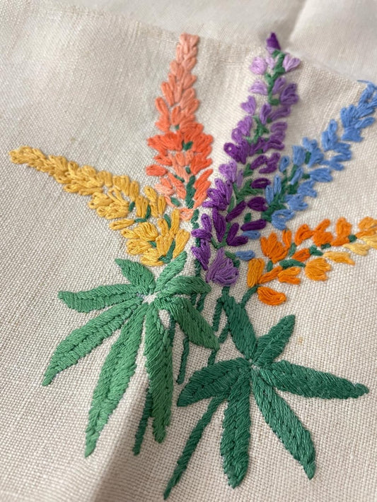 vintage x2 hand - embroidered linen dish towels - good market thrift store