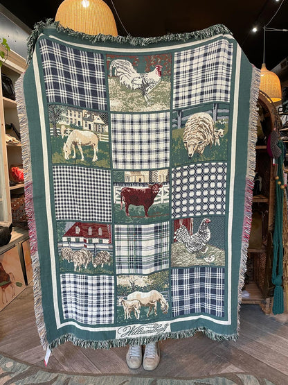 vintage williamsburg goodwin weavers farm throw blanket