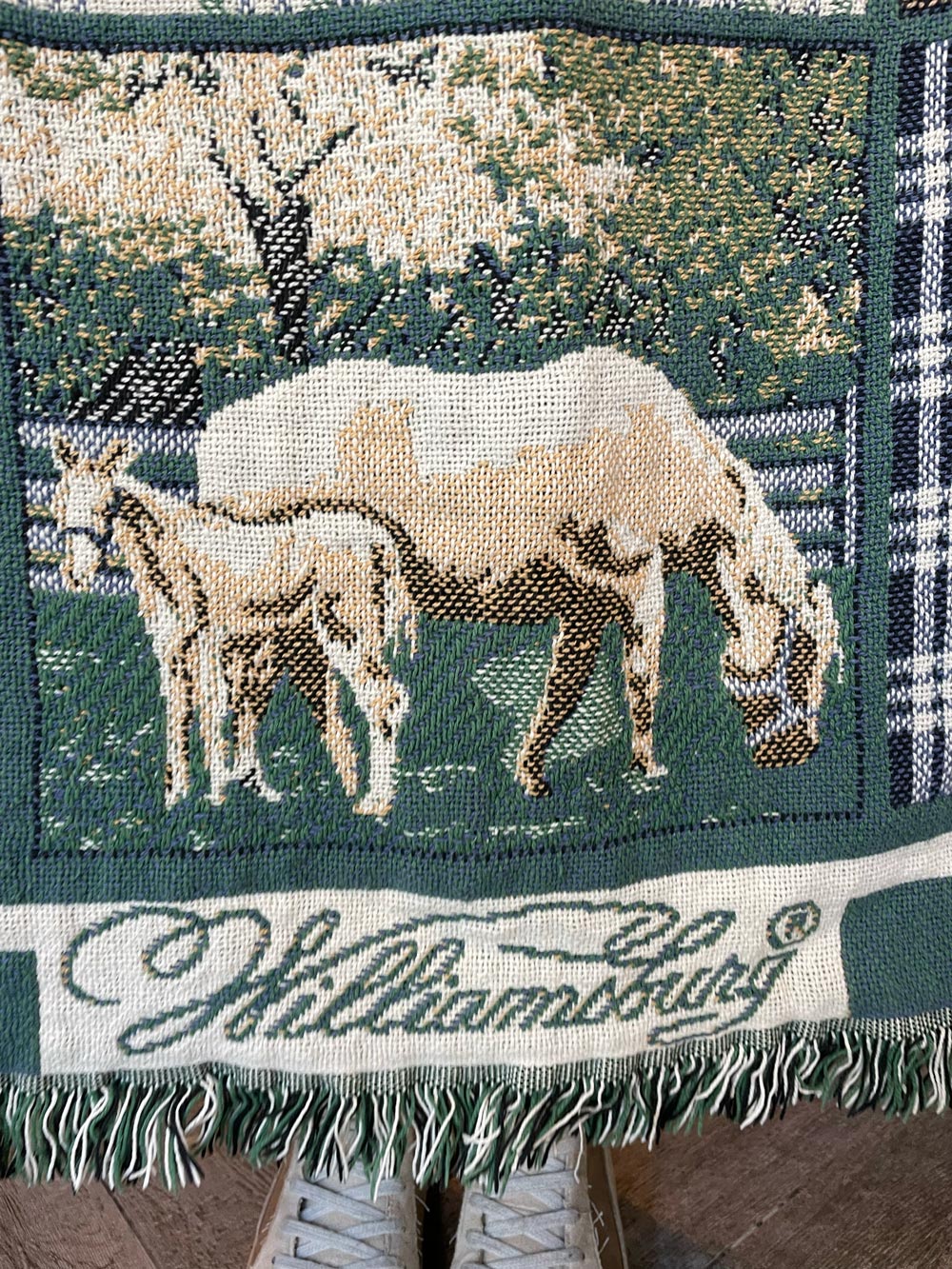 デッドストックGOODWIN WEAVERS コットン100%127×173cm vintage williamsburg goodwin weavers farm throw blanket – good