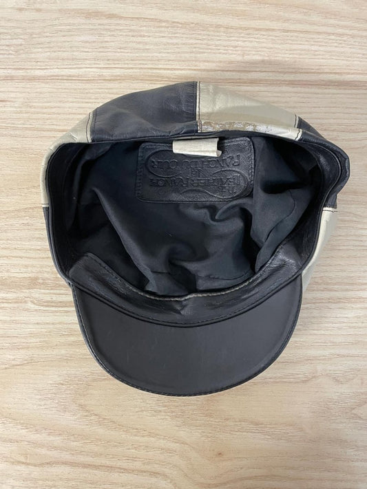 y2k leather ranch two - tone newsboy cap - good market thrift store