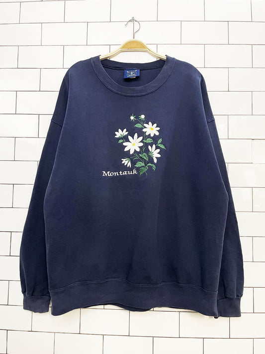 vintage oarsman 913 montauk floral embroidered sweatshirt | made in USA